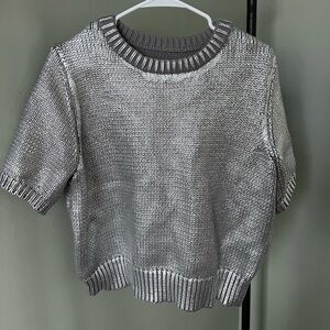 Future Collective Silver Metallic Knit Sweater